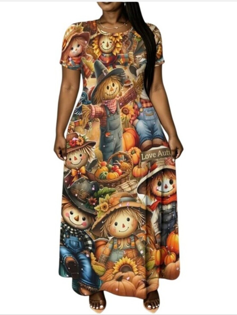 Autumn Scarecrow Kids' Costume Dress - Orange Multi - Picture 2 of 5